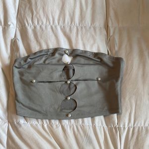 grey tube top, cut outs in the middle, size XXS, worn once